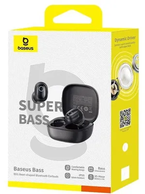 Image de Écouteurs True Wireless Baseus Bass BD1, Autonomie de 35 heures, Bluetooth 5.4, IP55, Noir
