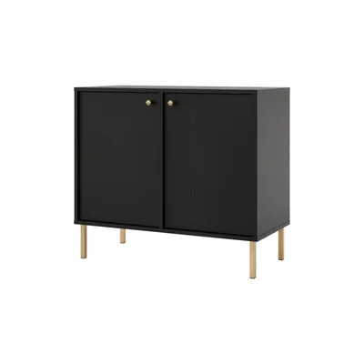 Produktbild von Kommode TOKA VI – Sideboard mit 2 Türen, modernes Design mit Rohrfüßen für Wohnzimmer, Esszimmer - Schwarz