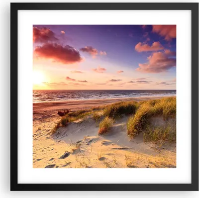 Produktbild von Gerahmtes Poster - Schwarzer Rahmen - Meer Strand Düne - 40x40 cm - Wand Bild - Wanddeko - Wandbilder - Kunstposter - Wandposter - Bilderrahmen - Bilder - Kunstdruck - Wandbild - P2BAC40x40-3540