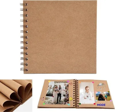 Produktbild von Mini DIY Fotoalbum - 17 x 17 cm - Scrapbook - 20 Seiten - 40 Seiten - Spiralbindung aus Karton - Ideal für Babyfotos, Geburtstage, Jubiläen, Hochzeiten und mehr - Braun