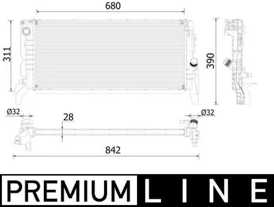 Produktbild von MAHLE CR 2311 000P Kühler Wasserkühler Motorkühler für BMW X1 (F48) 2 Active Tourer (F45) 2 Gran Tourer (F46) für MINI Cabrio (F57)