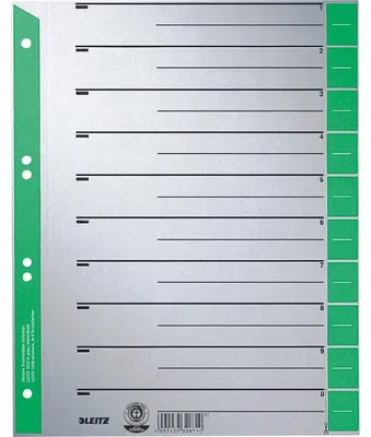 Productafbeelding van Leitz 1652-30-55 25er Trennblatt überbreit A4 gr/grün
