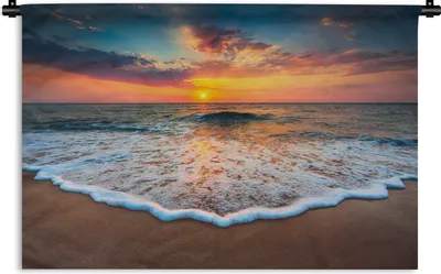 Produktbild von MuchoWow® Wandteppich Wandbehang Strand - Meer - Sonnenuntergang 120x80 cm Tapisserie Dekoration Wandtuch - Wanddekorationen - Wandtücher