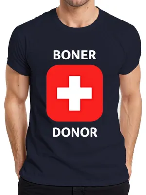 Obrázek produktu pro Tričko pro muže s vtipným potiskem „Boner Donor“ na rozlučku se svobodou, tmavě modré, velikost S