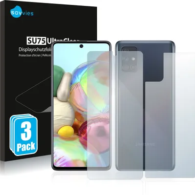 Produktbild von 6x Savvies Schutzfolie für Samsung Galaxy A71 (Vorder + Rückseite) Folie Klar