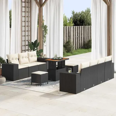 Immagine prodotto di Maison Exclusive - Set da giardino composto da 10 pezzi, divano in rattan sintetico nero