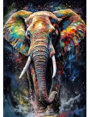Productafbeelding van Diamantverfset, kleurrijke olifant, ronde steentjes, doe-het-zelf wanddecoratie, 30x40 cm