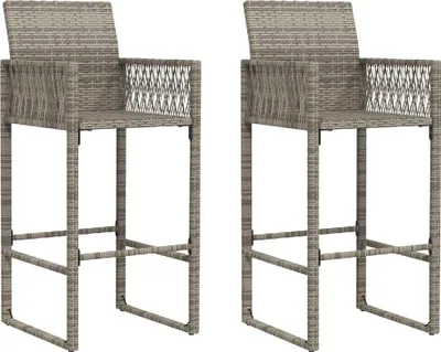 Productafbeelding van vidaXL Tuinbarstoelen, 2 stuks, grijs, polyrotan