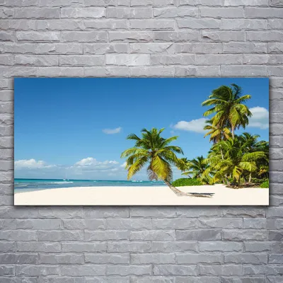 Produktbild von Glasbilder 120x60 Wandbild Druck auf Glas Strand Palmen Landschaft