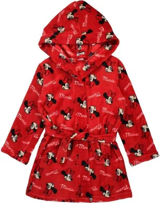 Produktbild von MINNIE MAUS Mädchen Bademantel Morgenmantel Kapuze rot Gr.98/104