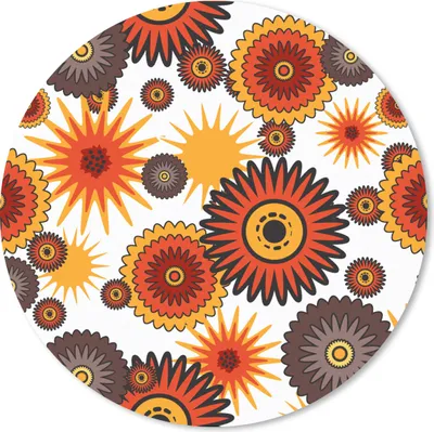 Produktbild von MuchoWow® Mauspad Mousepad Design - Retro - Orange - Blumen 20x20 cm - Mousepads - Maus Mat - Pad - Mausunterlage - Schreibtischmatte