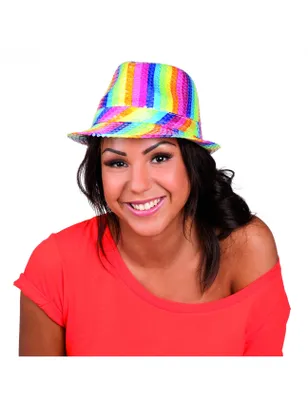 Produktbild von Pailletten-Hut Regenbogen-Damenhut bunt