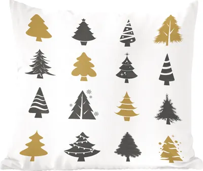 Produktbild von MuchoWow® Zierkissen Sofakissen Wohnzimmer Dekokissen 45x45 cm Illustration Weihnachten - Muster - Weihnachtsbaum - Schlafpolster - Polster für das Sofa