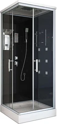 Produktbild von HOME DELUXE - Komplettdusche WAVE S - Schwarz, Maße 90 x 80 - inkl. Radio, Regendusche und komplettem Zubehör I Fertigdusche, Dusche, Duschtempel