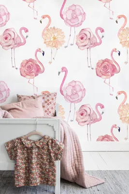 Produktbild von Coloray Fototapete 250x104 cm An Einer Wand Latex Latextapete -  Flamingo Rosen