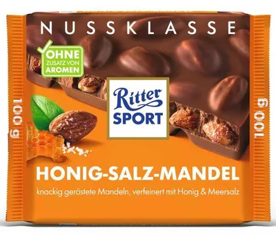 Image de Ritter Sport classe noisette 100g miel-sel-amande