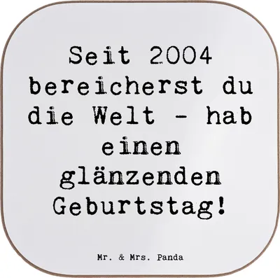 Produktbild von Mr. & Mrs. Panda Untersetzer für Gläser Spruch 2004 Geburtstag - Weiß - Geschenk, Holzuntersetzer, Coaster, Geburtsjahr, Geburtstagsgeschenk, bieruntersetzer, Alter