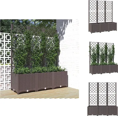 Immagine prodotto di vidaXL Fioriera con traliccio Marrone 120x40x136 cm PP - Vasi da fiori e fioriere