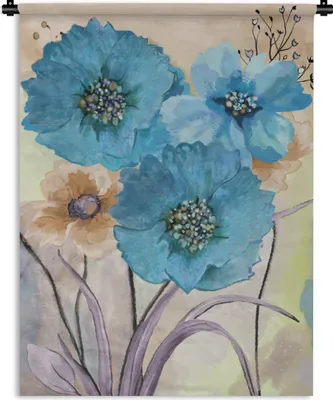Produktbild von MuchoWow® Wandteppich Wandbehang Malerei - Ölfarbe - Collage - Blumen 150x200 cm Tapisserie Dekoration Wandtuch - Wandaufhängung - Moderner