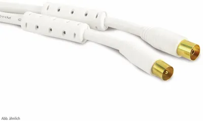 Immagine prodotto di Cavo di collegamento per antenna S-IMPULS, 1 m, filtro di corrente inguainato, bianco, placcato oro, 100dB
