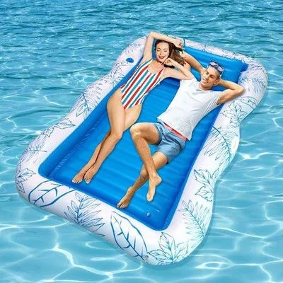 Obrázek produktu pro Unyqoos® Nafukovací vodní matrace 230x150 cm, PVC s odnímatelným polštářem a držákem na nápoje – ergonomická vodní lůžka pro bazén, pláž a jezero