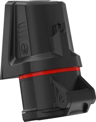 A black and red electrical connector.