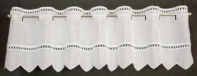 Produktbild von Gardinen Kranzusch Scheibengardine Lochstickerei 16,5x315 cm H/B Weiß Bistrogardine Vorhang Küche 1er Pack