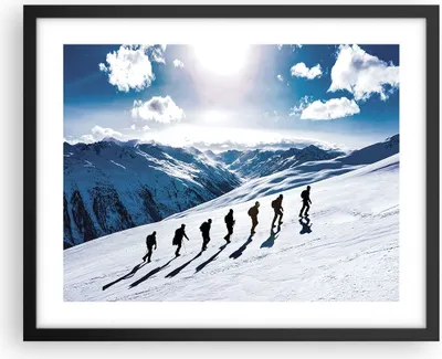 Produktbild von Gerahmtes Poster - Schwarzer Rahmen - Berg Wanderung Gipfel - 50x40 cm - Wand Bild - Wanddeko - Wandbilder - Kunstposter - Wandposter - Bilderrahmen - Bilder - Kunstdruck - P2BAA50x40-4803