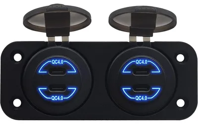 Produktbild von ProRide 12V USB-C Einbauladegerät 4x 30W QC4.0 – Komplettset, Blau