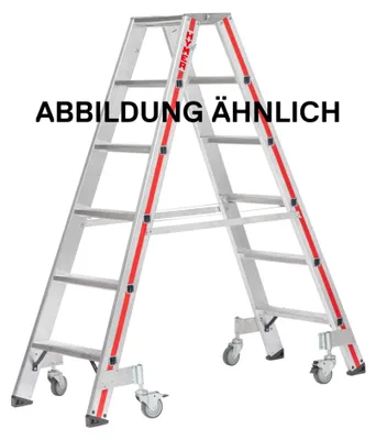 Produktbild von Hymer Stufenstehleiter mit Rollen 2x7 Stufen