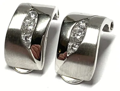 Produktbild von Ohrring 925 Silber rhodiniert Zirkonia Ohrclip Klips teilweise matt