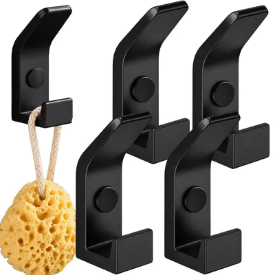 Obrázek produktu pro nástěnné háčky sada 4 ks černé věšáky na zeď kovové 7 cm do koupelny a kuchyně