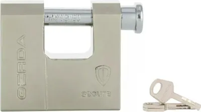 Obrázek produktu pro GERDA SECURE KSWT 90mm zesílený visací zámek, čep, saténový nikl, blistrové balení