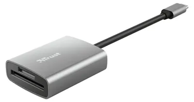 Produktbild von Trust 24136, MicroSD (TransFlash), SD, SDHC, SDXC, Aluminium, 140 Mbit/s, USB 3.2 Gen 1 (3.1 Gen 1) Type-C, 34 mm, 14 mm