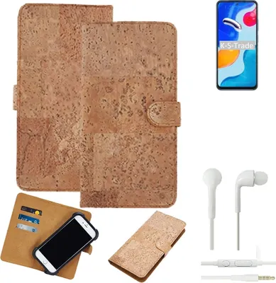 Produktbild von K-S-Trade Hülle kompatibel mit Xiaomi Redmi Note 11S Global + in ear Kopfhörer Kork Handyhülle Cover  Schutzhülle TPU Case Bumper in Hellbraun,