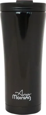 Produktbild von Any Morning Reisebecher, Edelstahl-Kaffeetasse, auslaufsicherer Reisebecher, verschüttungssicherer Reisebecher für heiße und kalte Getränke, 15 oz, Schwarz
