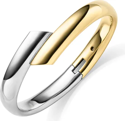 Produktbild von 9,5mm Armspange 60x50mm aus 585 Gold gelb/weiß glänzend schlicht Armschmuck