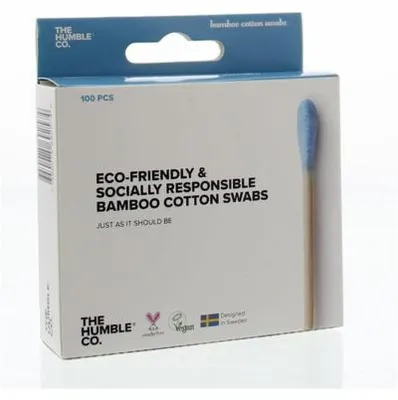 Productafbeelding van The Humble Co. Wattenstaafjes Bamboe Blauw (100 stuks)