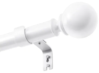 Image de Tringle à rideaux réglable, blanche, avec anneaux et supports, de 70 à 143 cm