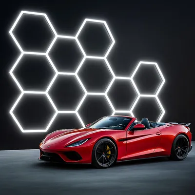 Produktbild von 14 Wabenförmige LED Garagenleuchten 520W 20160LM 6500K Werkstatt Deckenleuchte IP54 Hexagon Licht, Weiß