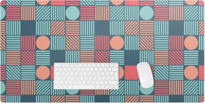 Produktbild von Geometrisches Retro-Muster – Schreibtischunterlage – Rutschfeste Tischunterlage – Schreibtischmatte für Büro & Zuhause – Schreibunterlage – Mauspad – Tischmatte – 100 x 50 cm