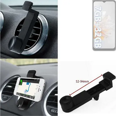 Produktbild von K-S-Trade Lüftungshalterung kompatibel mit Blackview Oscal C30 KFZ-Halterung Autohalterung Handy-halterung Lüftungsgitter Lüftungsschlitze Schwarz