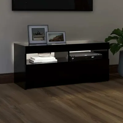 Produktbild von Monderne TV-Schrank mit LED-Leuchten - klassisches Designn - Fernsehstand/TV-Tisches - Schwarz 90x35x40cm - TV-Schränke DE6882