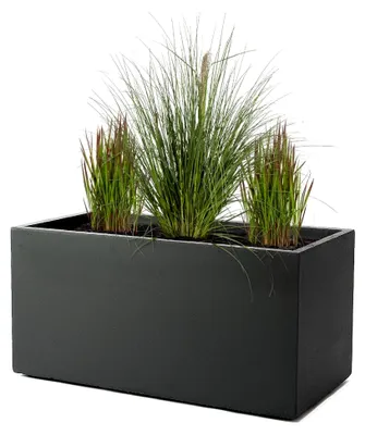 Produktbild von Pflanzkübel TUB Anthrazit 30x60x30cm – Rechteckig – Großer Fiberglas Blumenkübel für Innen und Außen - Frostbeständig - UV-Schutz - Markenqualität