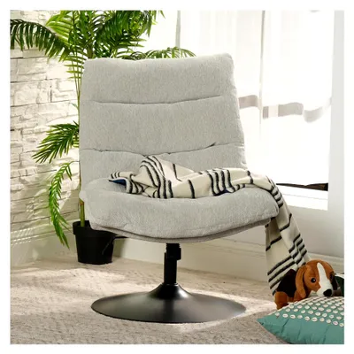 Produktbild von Lounge Sessel mit höhenverstellbarer Wippfunktion, Relaxsessel 360° drehbar, Polsterstuhl für Wohnzimmer, Chenille-Stoff, Grau