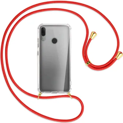 Produktbild von Handykette Backcover-Schutzhülle mit Band (Metall goldfarben) für Motorola Moto E6 Plus - rot