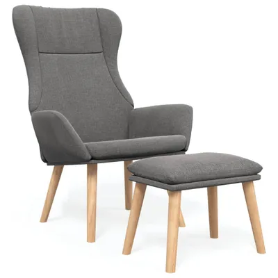 Produktbild von Relaxsessel mit Hocker Hellgrau Stoff