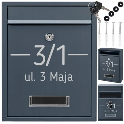 Obrázek produktu pro Poštovní Schránka Na Dopisy Rib Antracit + Nápis
