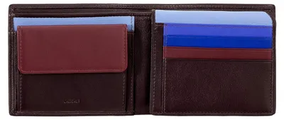 Produktbild von Klassisches mehrfarbiges Herren Portemonnaie RFID in Leder Dunkelburgundy