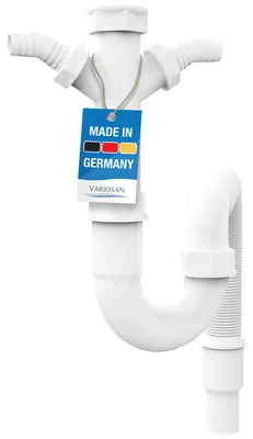 Produktbild von VARIOSAN Flexibler Röhrensiphon 11497, 1 1/2", 2 Siphon-Geräteanschlüsse 1", für Küchenspüle, Spülmaschine und Waschmaschine